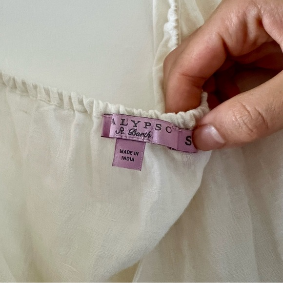 Calypso Saint Barth White Linen Midi Wrap Dress Sz. S - Picture 6 of 14